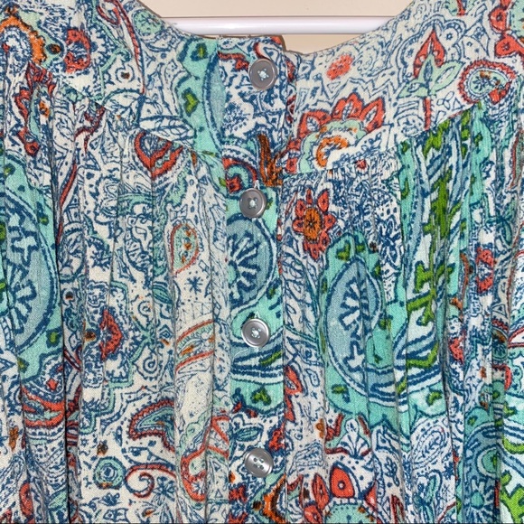 Go softly patio women’s teal patterned mumu sz S. - Picture 5 of 11